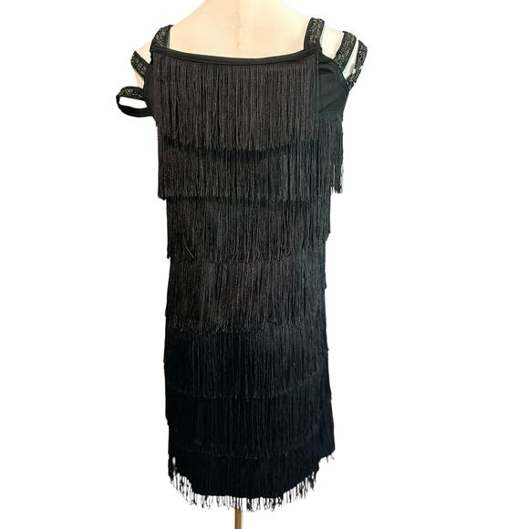 Flapper Dress Black Fringe Costume Great Gatsby Prom Party Cosplay Homecoming - Picture 4 of 8